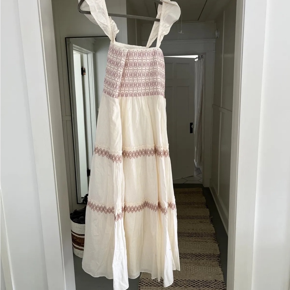 Madewell Lucie Smocked Tiered Midi Dress Medium M - Picture 5 of 6